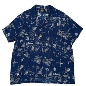 RRL Camp Collar XL Short Sleeve Shirt Button Up Southwestern Western Americana